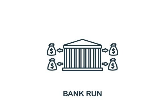 Bank Run Icon: A Graphic Asset for Modern Design Projects