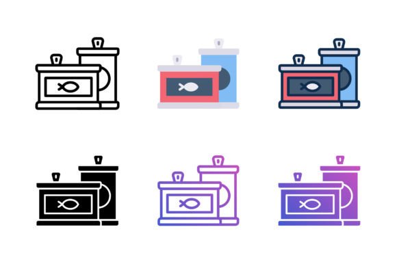 Canned Food Fish Icon Graphics for Handmade Creations