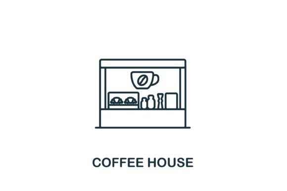 Coffee House Icon for Local Business Graphics