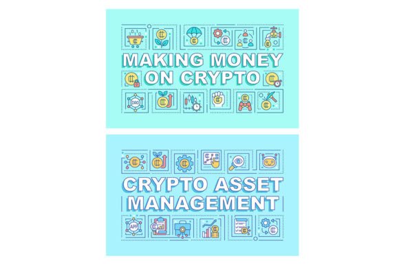 Making Money on Crypto Word Banner Set - Graphic Templates for Handmade Creations